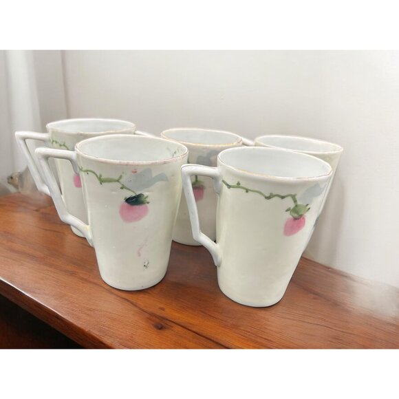 Vintage Japan Porcelain Lemonade Pitcher with 5 cups Hand Painted Floral - Picture 9 of 16